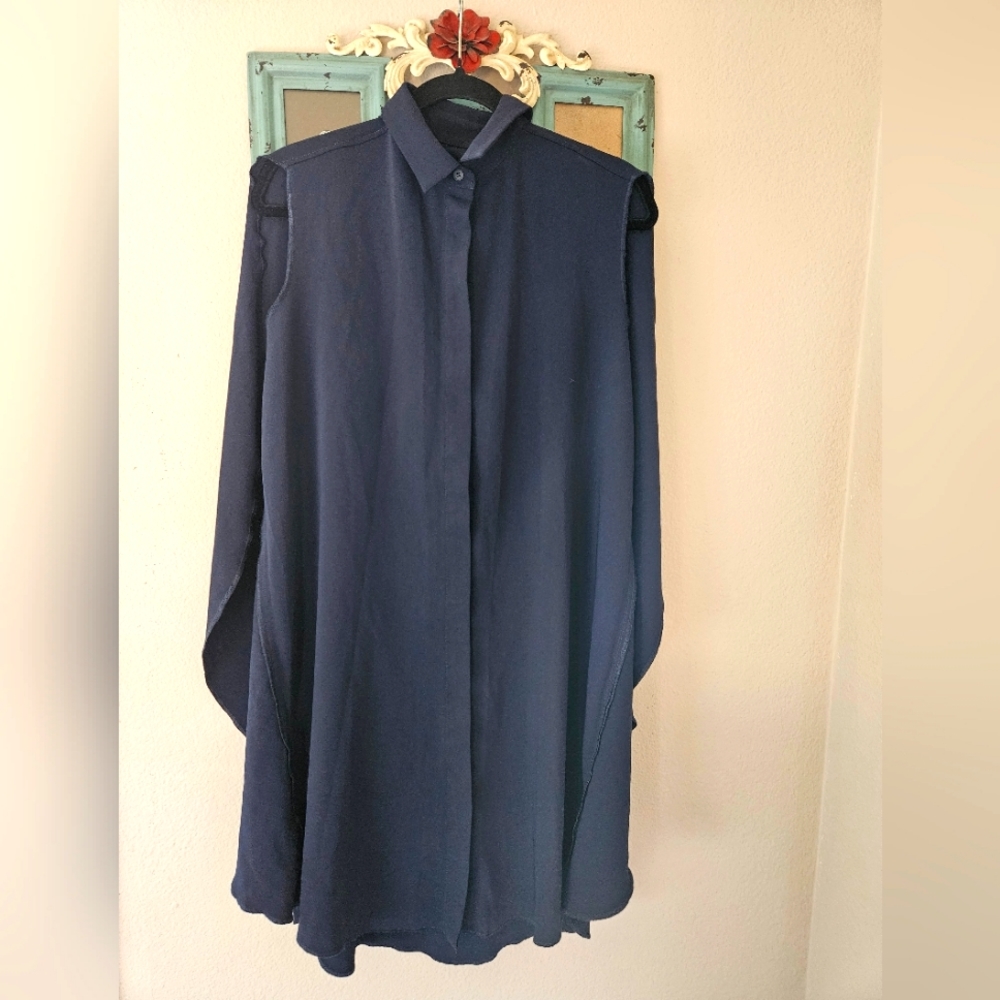 MM6 Maison Martin Margiela  Blue Cape-effect  Shirt mini dress Navy